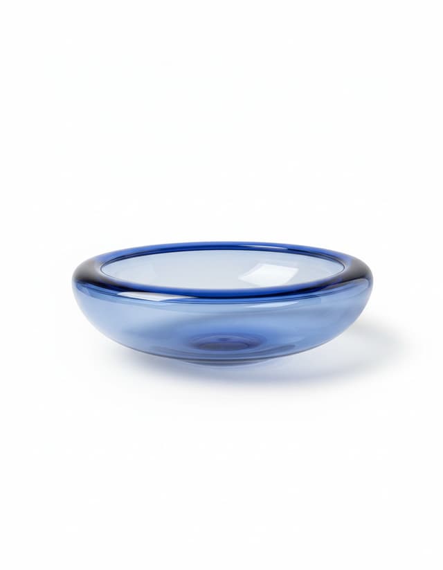 Decorative bowl Provence, blue glass, by P. Lütken, Holmegaard, Denmark, 1970s. - DIMENSION