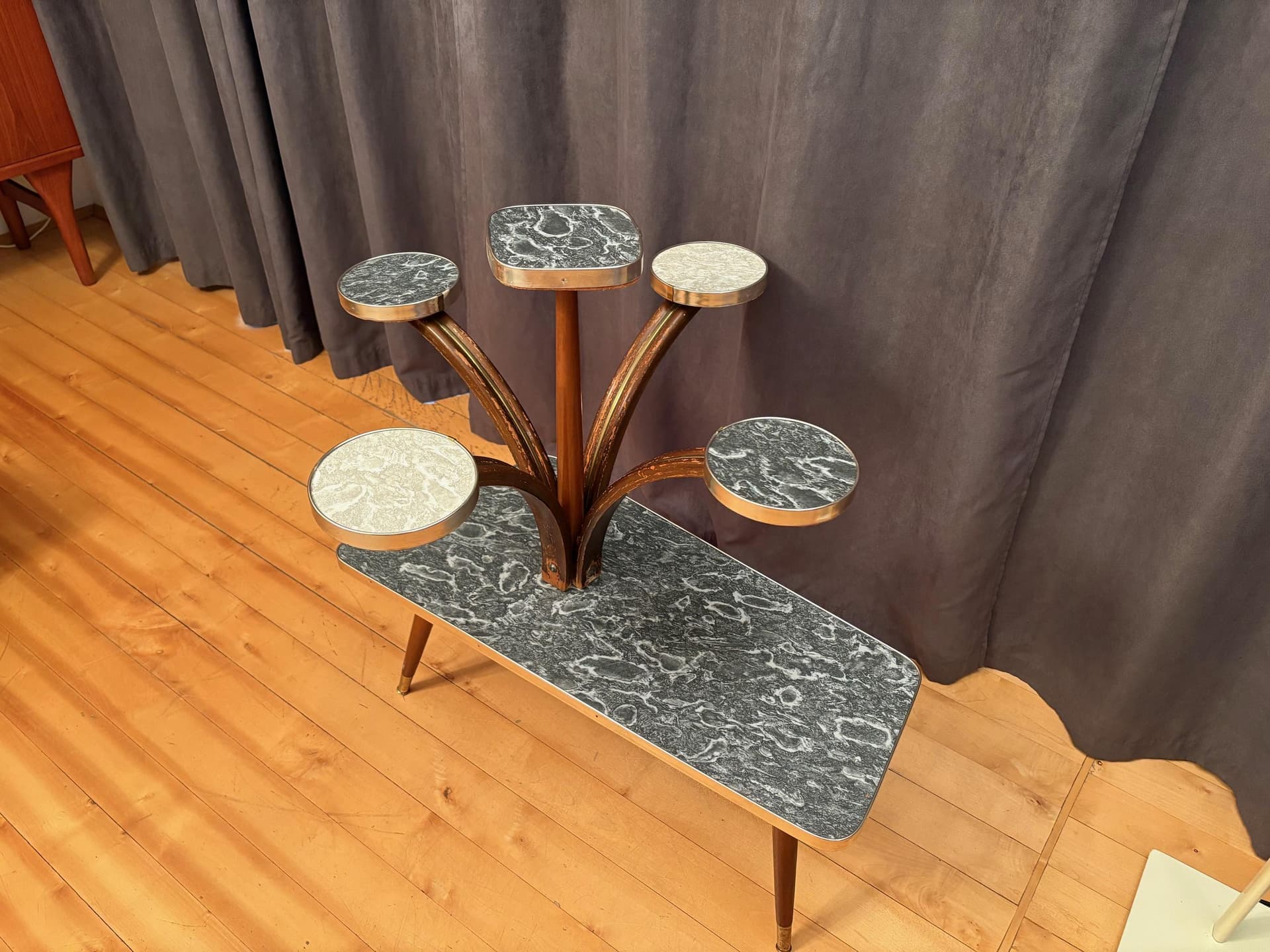 Plant Stand Rockabilly, grey, wood, 1960s - 79524