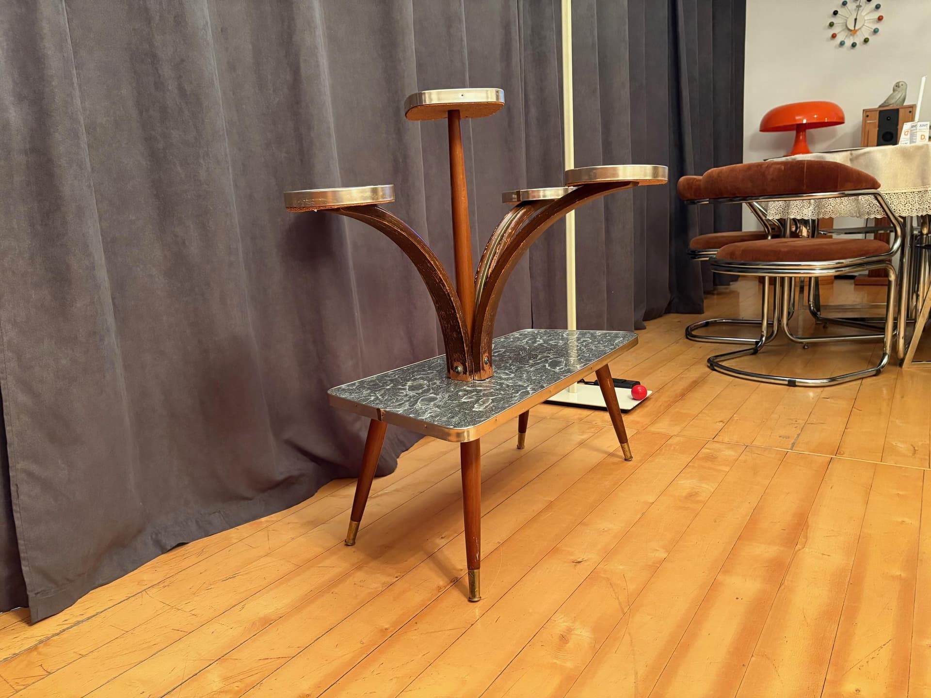 Plant Stand Rockabilly, grey, wood, 1960s - 79527