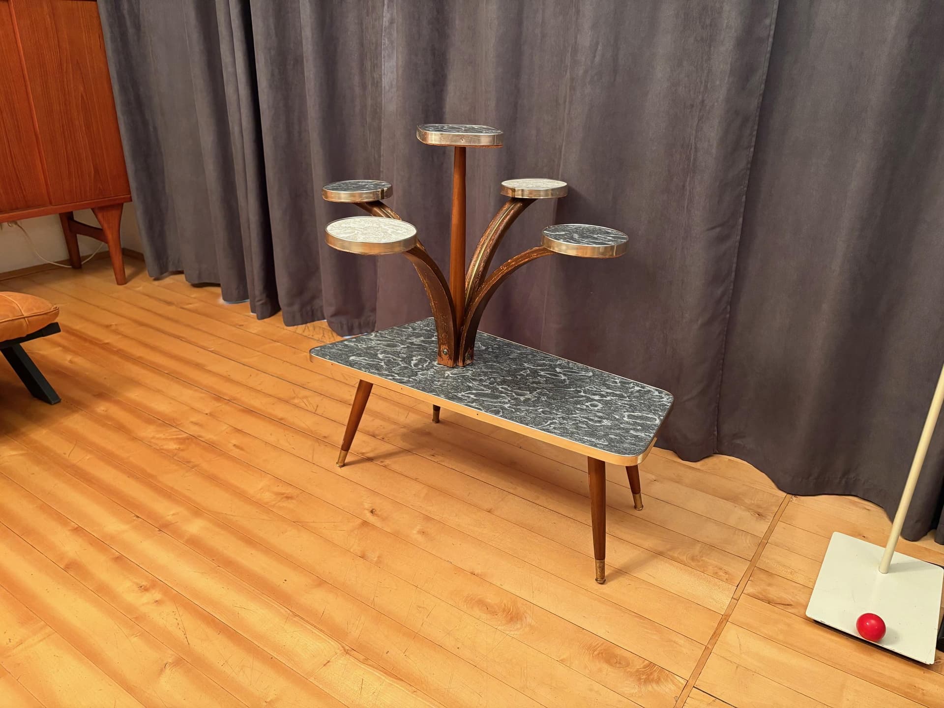 Plant Stand Rockabilly, grey, wood, 1960s - 79532