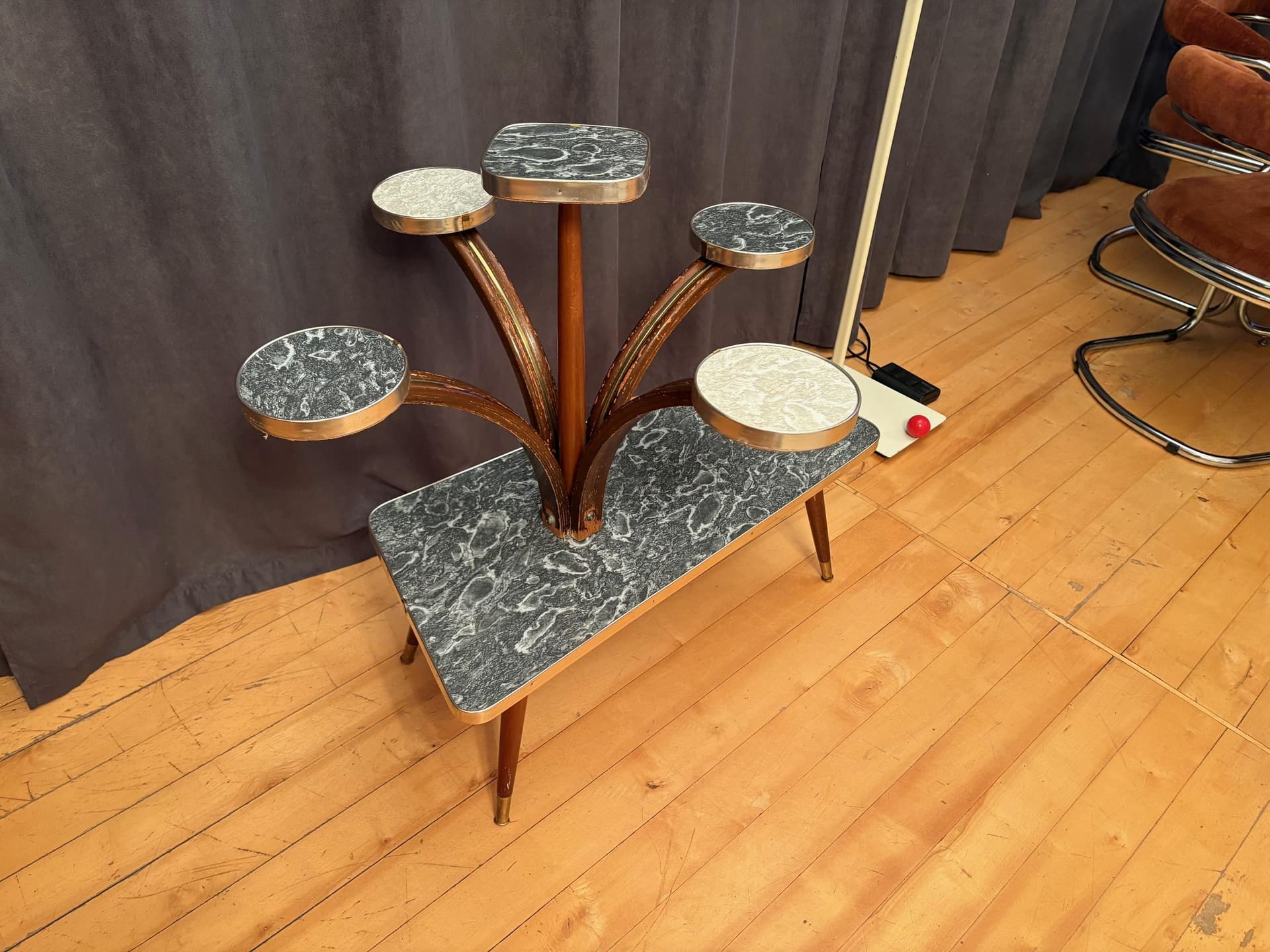 Plant Stand Rockabilly, grey, wood, 1960s - 79525