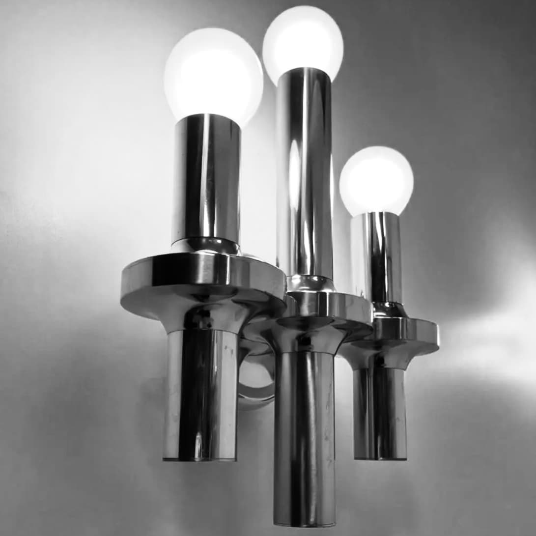 Kinkiet, złoty, mosiądz, proj. G. Sciolari, Włochy, lata 70. - 66844