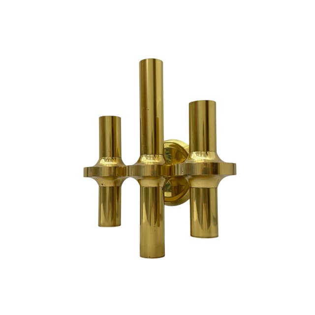 Kinkiet, złoty, mosiądz, proj. G. Sciolari, Włochy, lata 70. - WYMIARY