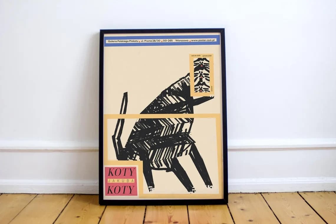 Plakat 3 koty w jednym kocie, plakat do wystawy "Koty Jakuba", 50x70 cm, aut. J. Zasada, Jakub Zasada - 67119