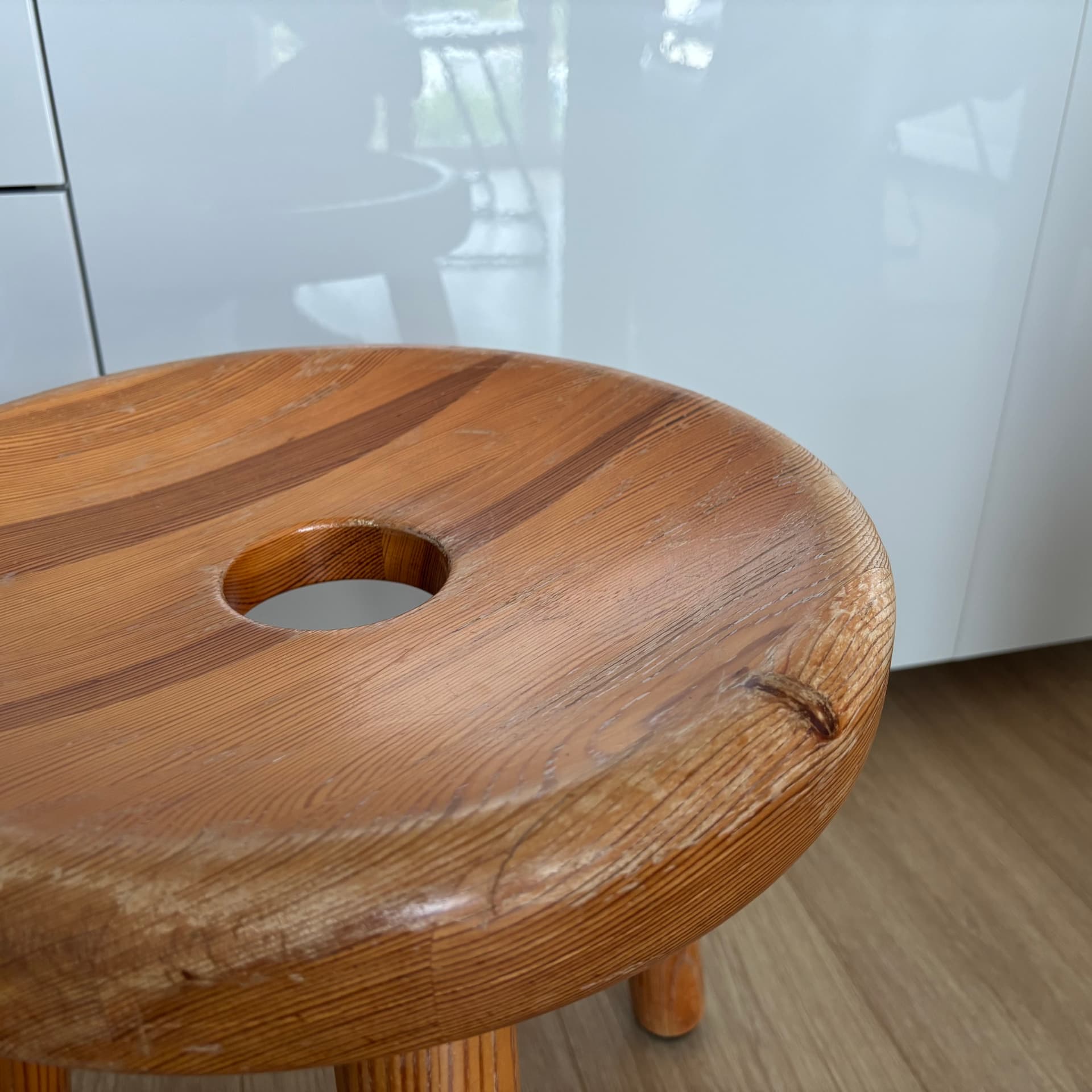 Stołek Sauna G-Palli, sosna jasnobrązowa, proj. B. Gardberg, Finlandia, lata 70. - 66907