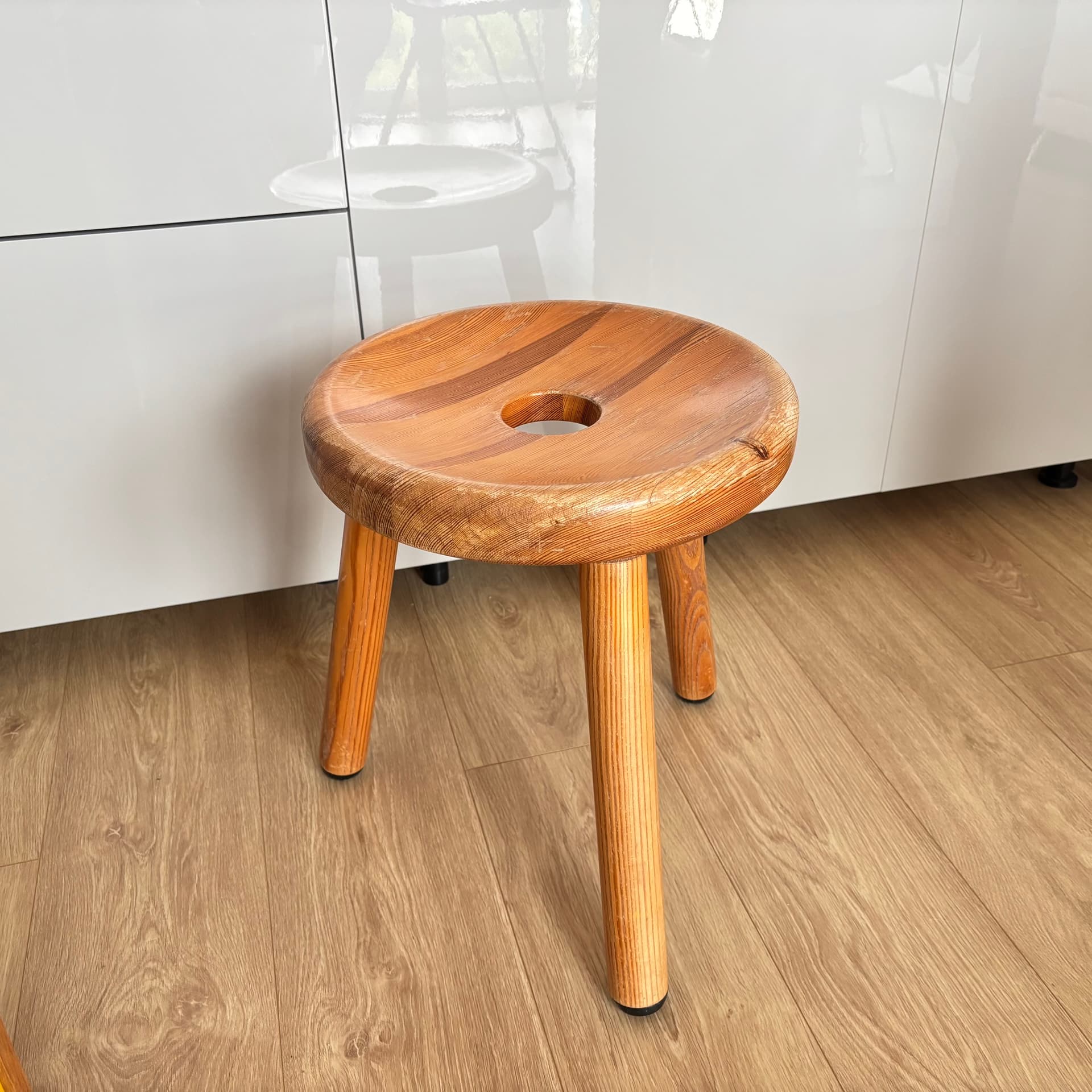 Stołek Sauna G-Palli, sosna jasnobrązowa, proj. B. Gardberg, Finlandia, lata 70. - 66905