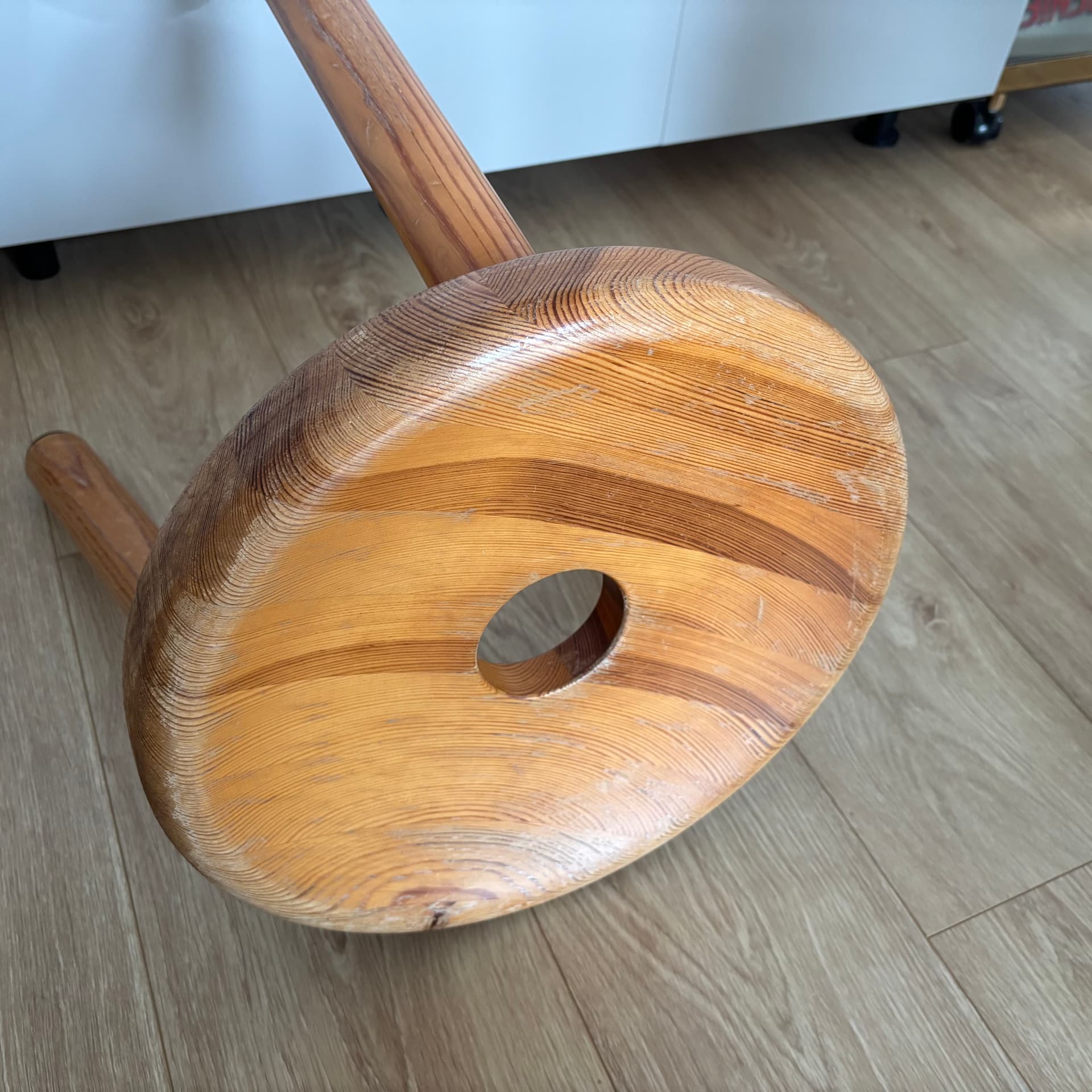 Stołek Sauna G-Palli, sosna jasnobrązowa, proj. B. Gardberg, Finlandia, lata 70. - 66913