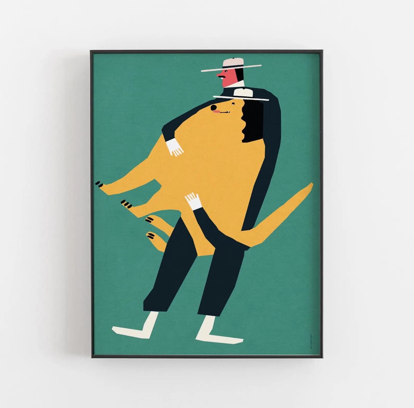 Poster Człowiek z wielkim psem na rękach, 30x40 cm, by J. Zasada, Jakub Zasada - 67532