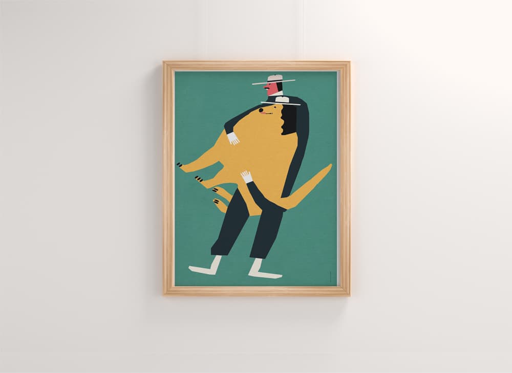 Poster Człowiek z wielkim psem na rękach, 30x40 cm, by J. Zasada, Jakub Zasada - 67531