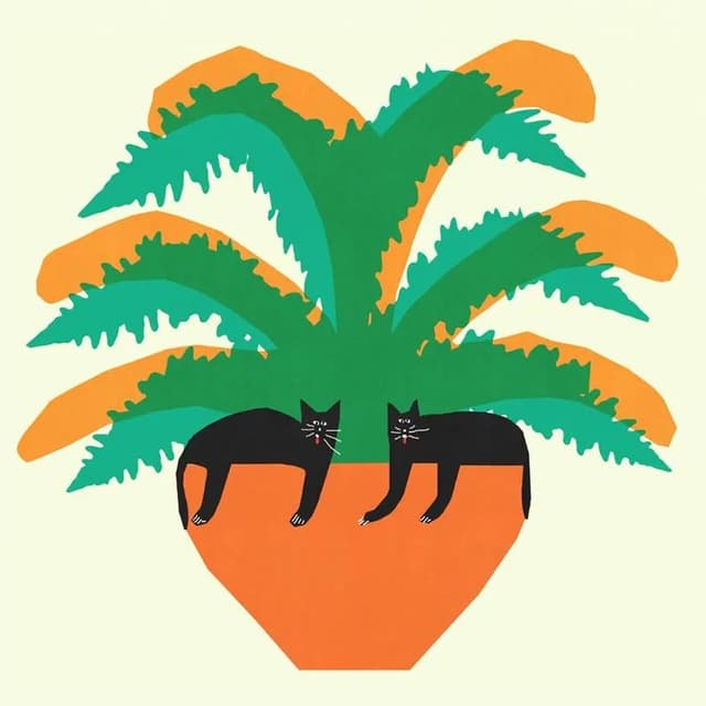 Plakat Koty w paprotce, 30x30 cm, aut. J. Zasada, Jakub Zasada - WYMIARY