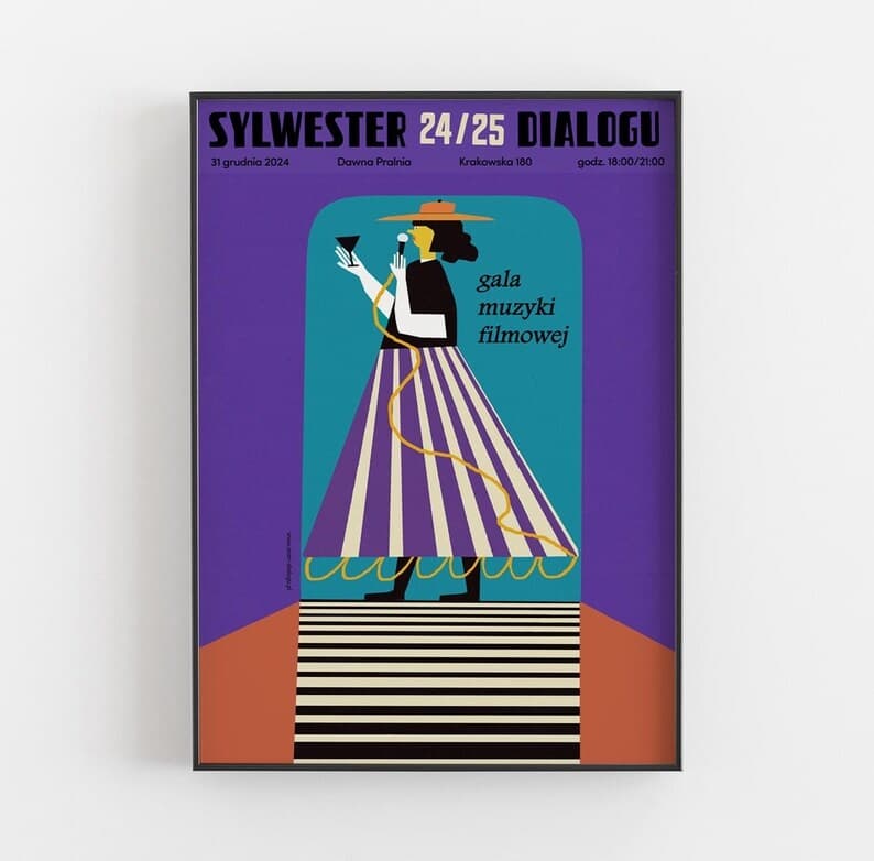 Plakat Sylwester Dialogu 24/25, Gala muzyki filmowej, 50x70 cm, aut. J. Zasada, Jakub Zasada - 67593