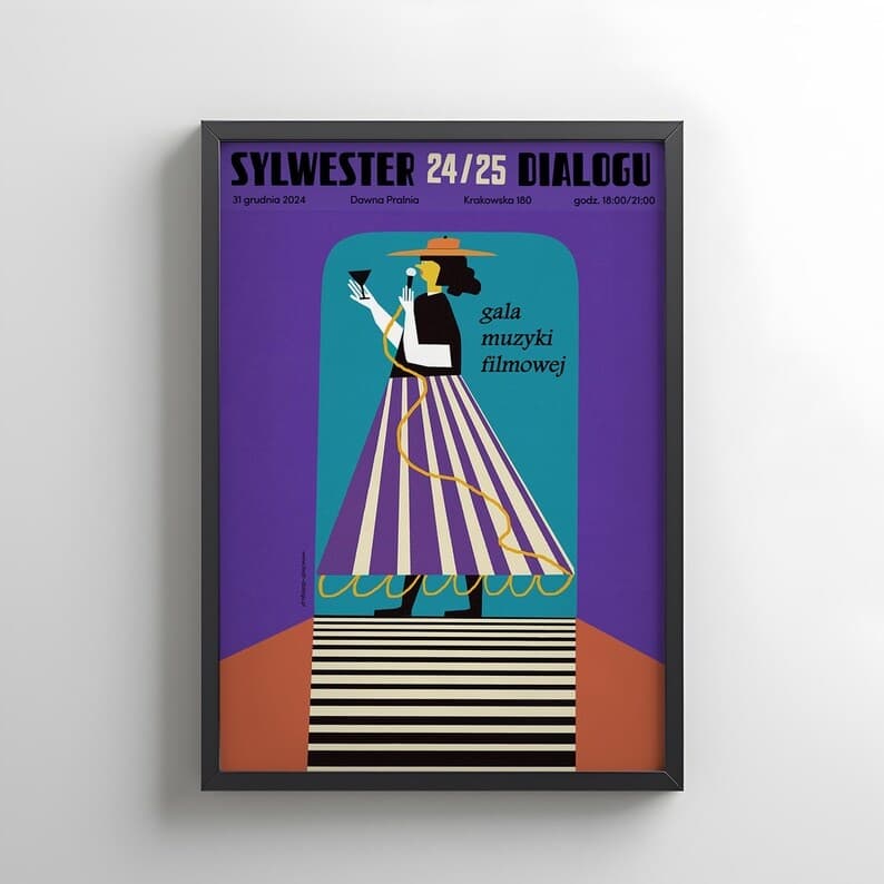 Plakat Sylwester Dialogu 24/25, Gala muzyki filmowej, 50x70 cm, aut. J. Zasada, Jakub Zasada - 67589