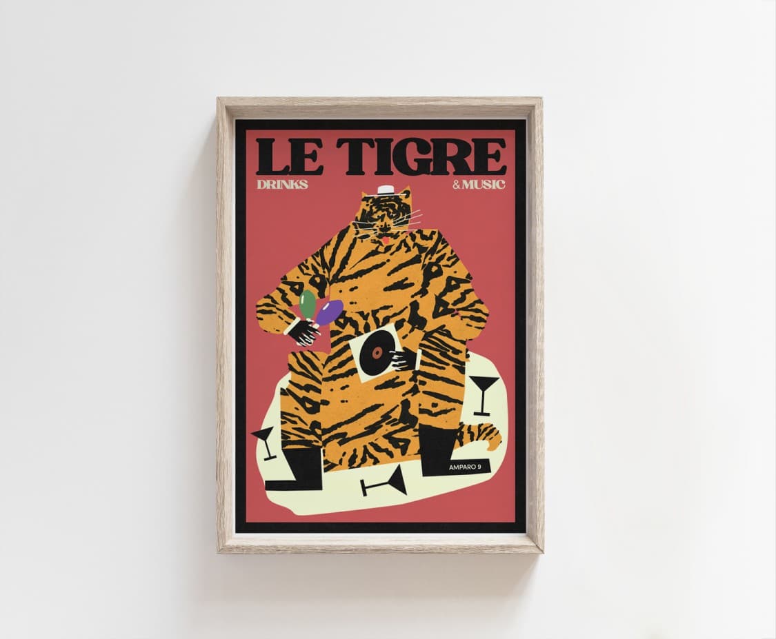Plakat Le Tigre, drinks & music, 50x70 cm, aut. J. Zasada, Jakub Zasada - 67824