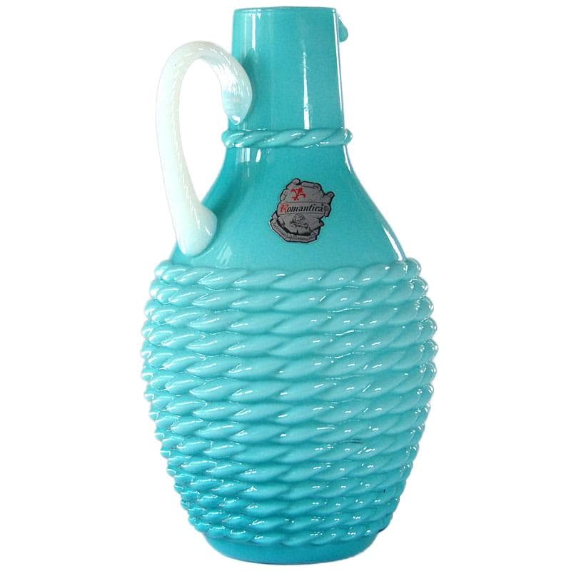 Jasnoniebieski wazon z prasowanego szkła, Empoli, Włochy, lata 60. - 5702