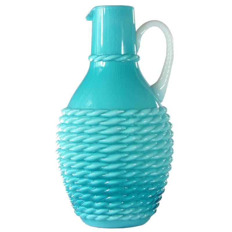 Jasnoniebieski wazon z prasowanego szkła, Empoli, Włochy, lata 60.