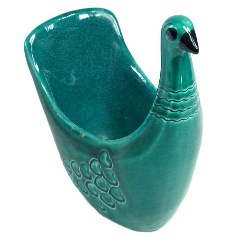 Szmaragdowo zielony pojemnik ceramiczny, proj. A. Londi dla Bitossi, Włochy, lata 60. - 5697