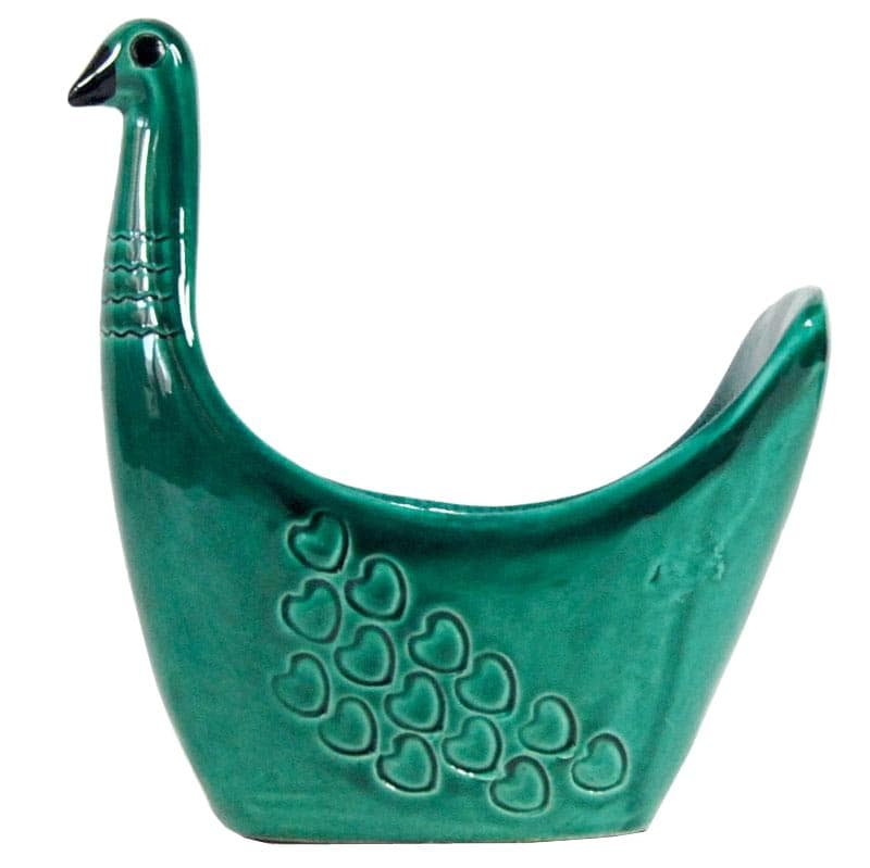 Szmaragdowo zielony pojemnik ceramiczny, proj. A. Londi dla Bitossi, Włochy, lata 60.