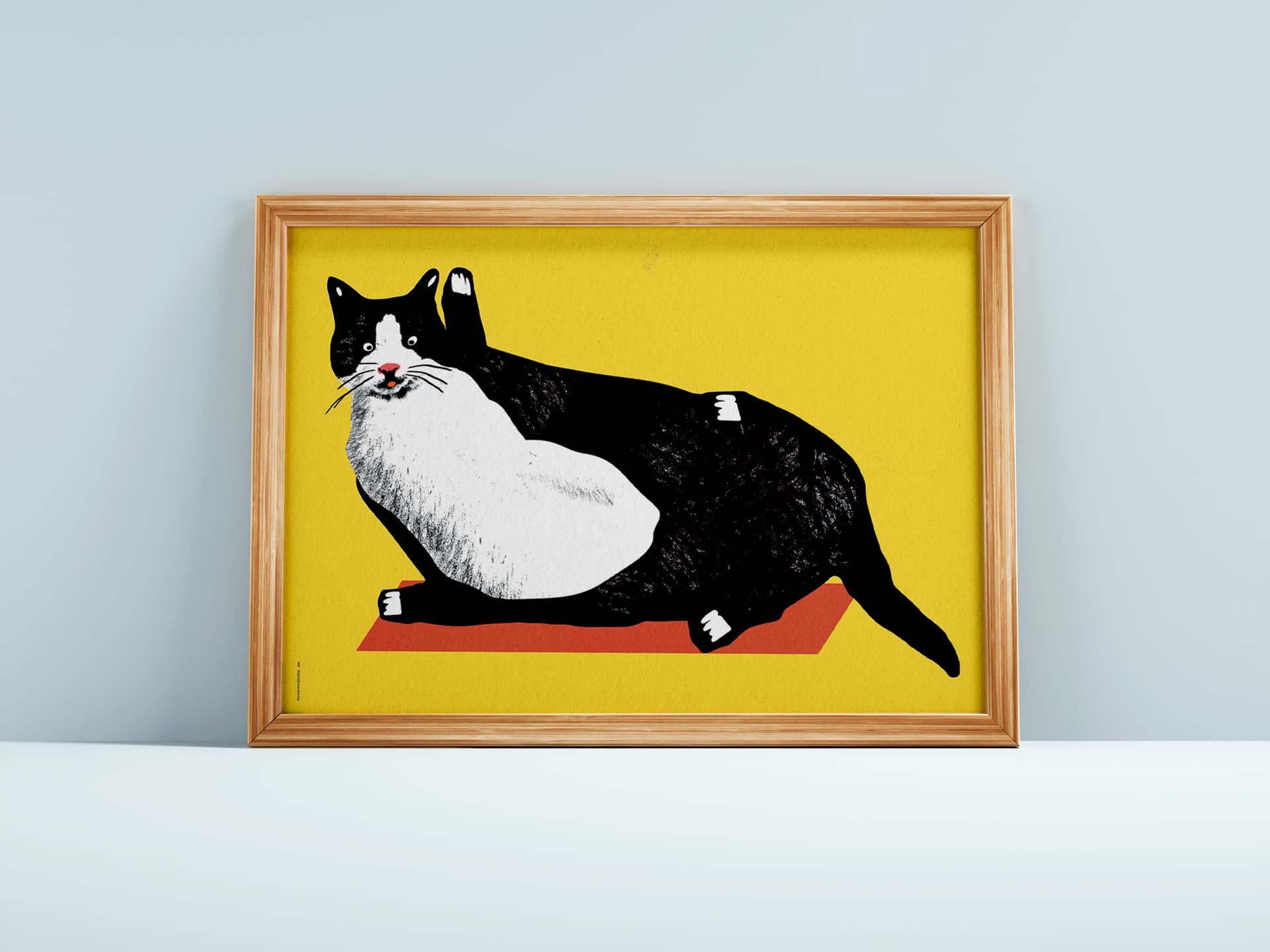 Plakat Czarno-biały kot na wycieraczce, 50x70 cm, aut. J. Zasada, Jakub Zasada - 67771