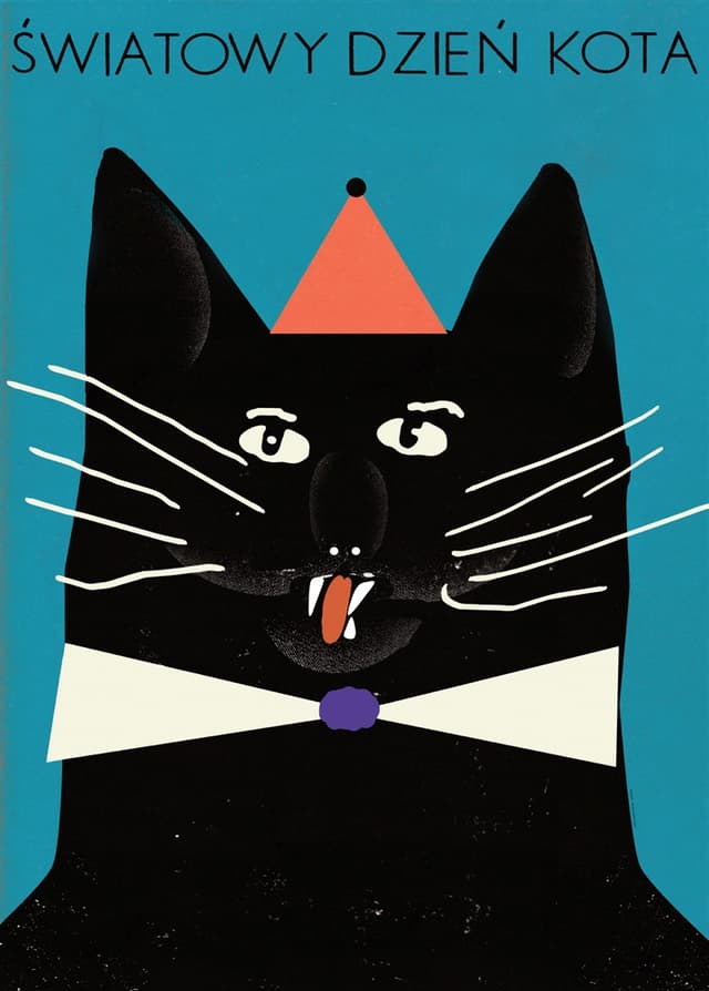 Plakat Światowy dzień kota, kot z 3 zębami, 50x70 cm, aut. J. Zasada, Jakub Zasada - WYMIARY