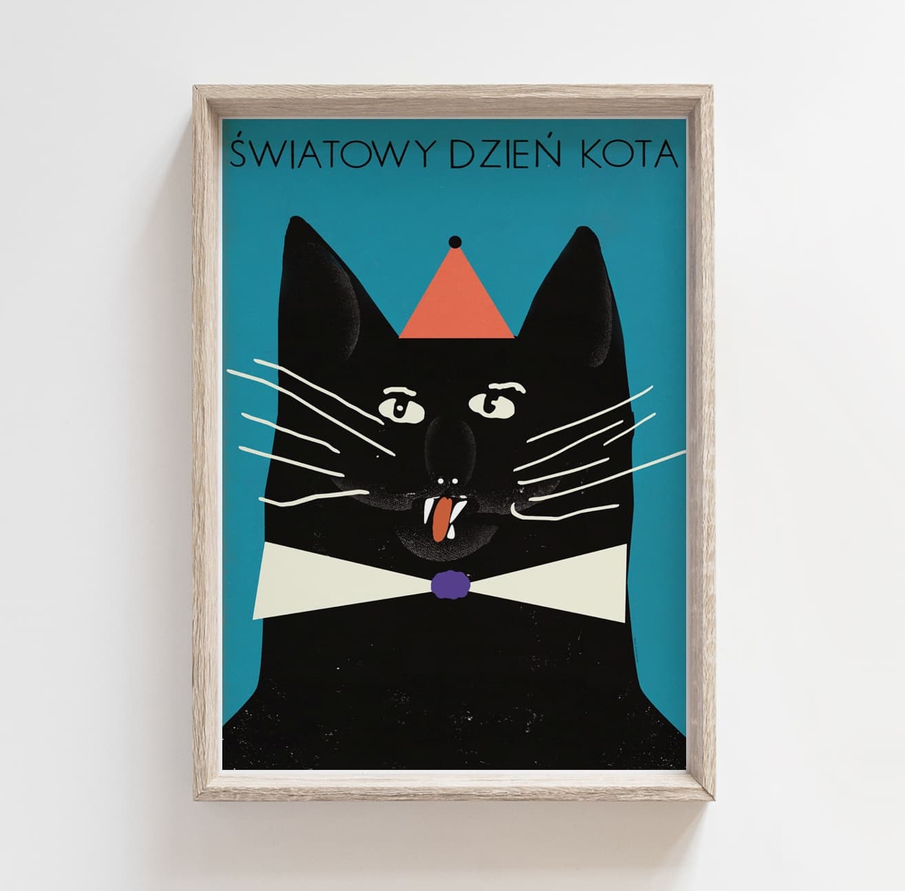 Plakat Światowy dzień kota, kot z 3 zębami, 50x70 cm, aut. J. Zasada, Jakub Zasada - 67768