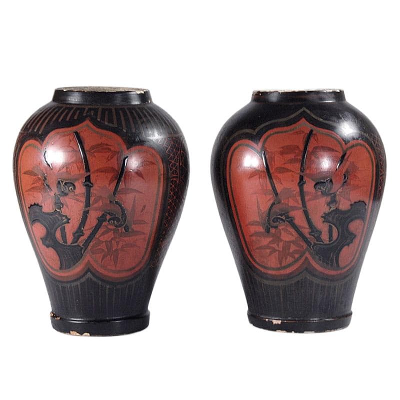 Czarne, ceramiczne wazy Arita, Japonia, lata 60. XIX w. - 5675