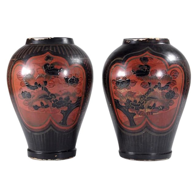 Czarne, ceramiczne wazy Arita, Japonia, lata 60. XIX w. - WYMIARY