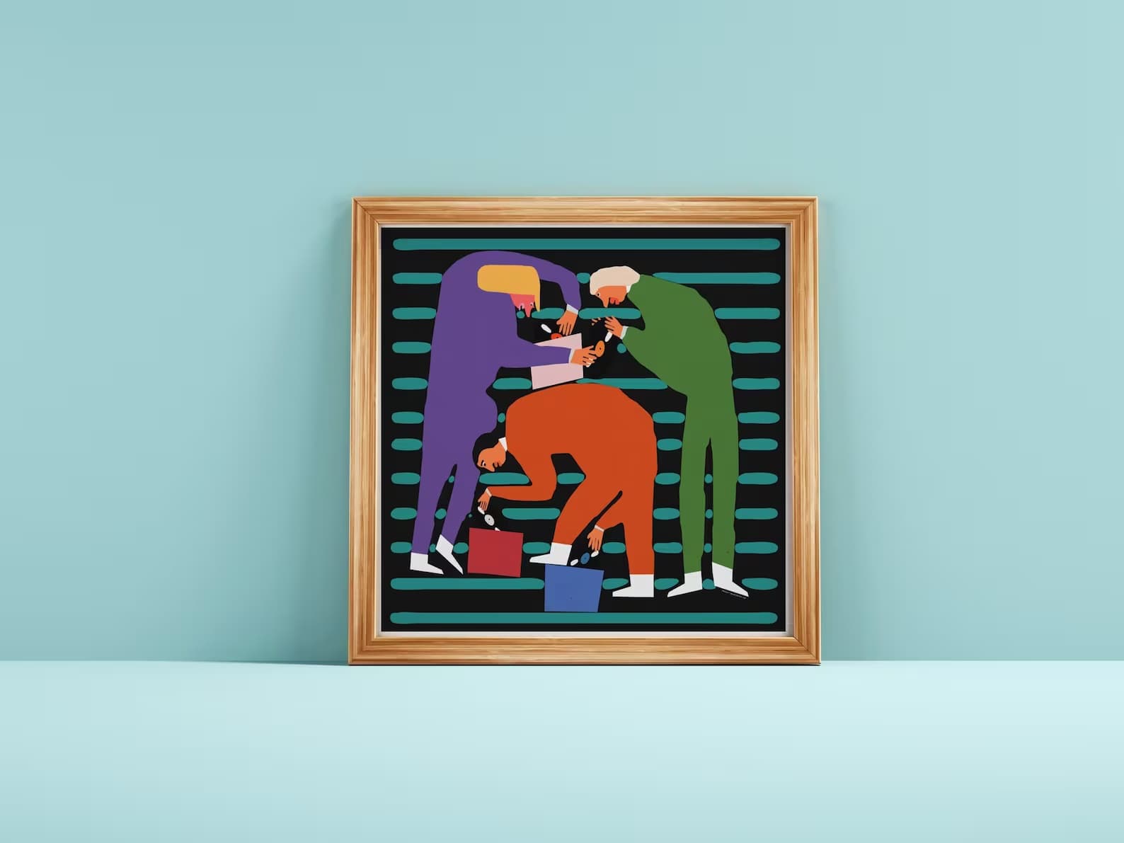 Plakat Winylowcy grzebią w płytach, mały kwadratowy plakat (różne kolory), 30x30 cm, aut. J. Zasada, Jakub Zasada - 67703