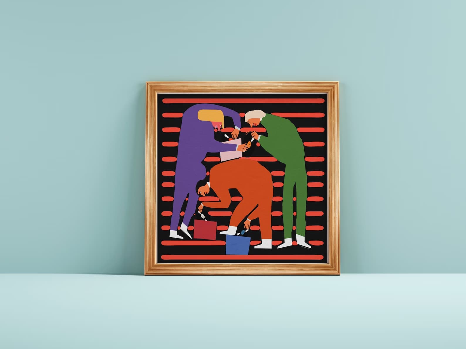 Plakat Winylowcy grzebią w płytach, mały kwadratowy plakat (różne kolory), 30x30 cm, aut. J. Zasada, Jakub Zasada - 67706