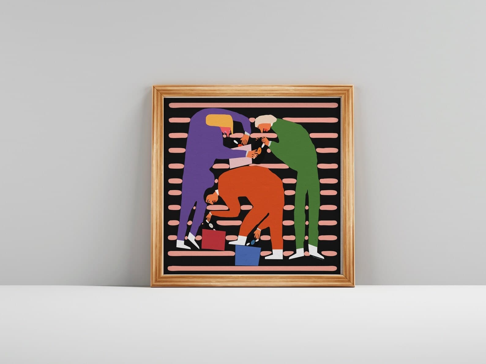 Plakat Winylowcy grzebią w płytach, mały kwadratowy plakat (różne kolory), 30x30 cm, aut. J. Zasada, Jakub Zasada - 67704