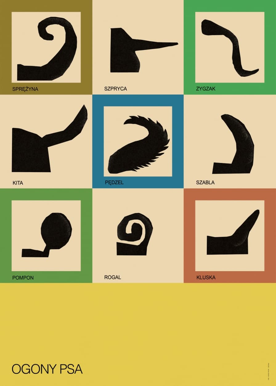 Plakat Ogony psa. Typologia, 50x70 cm, aut. J. Zasada, Jakub Zasada