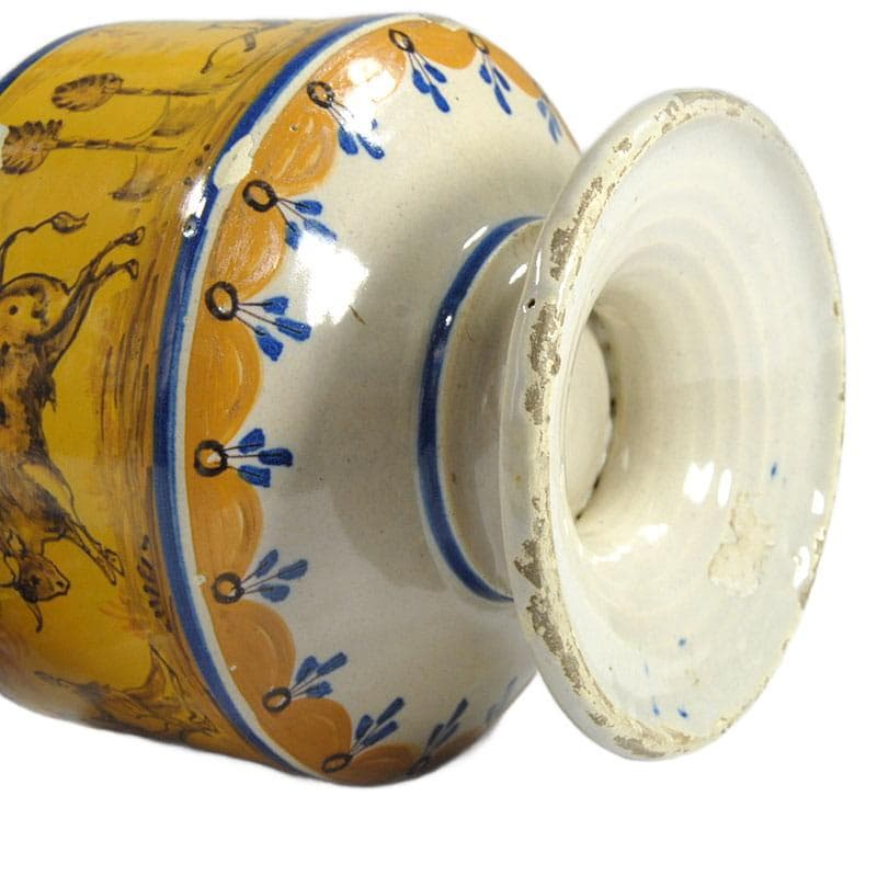 Żółty wazon z majoliki, Alcora, Hiszpania, lata 1850-1899 - 5670