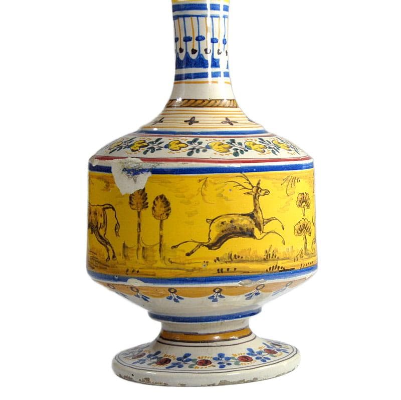 Żółty wazon z majoliki, Alcora, Hiszpania, lata 1850-1899 - 5668