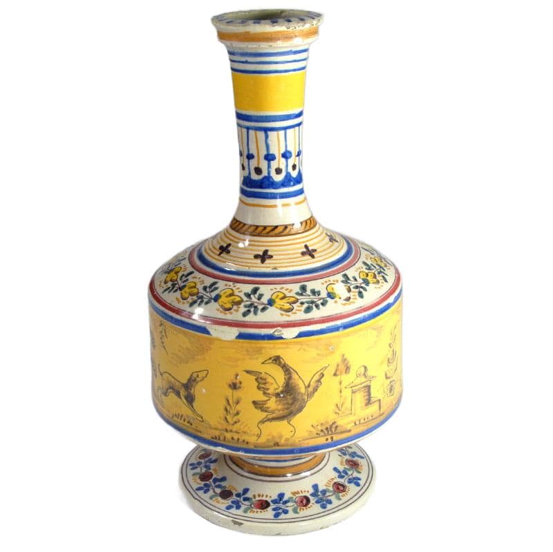 Żółty wazon z majoliki, Alcora, Hiszpania, lata 1850-1899 - 5666