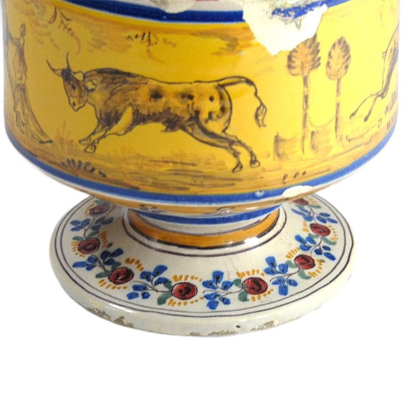 Żółty wazon z majoliki, Alcora, Hiszpania, lata 1850-1899 - 5671