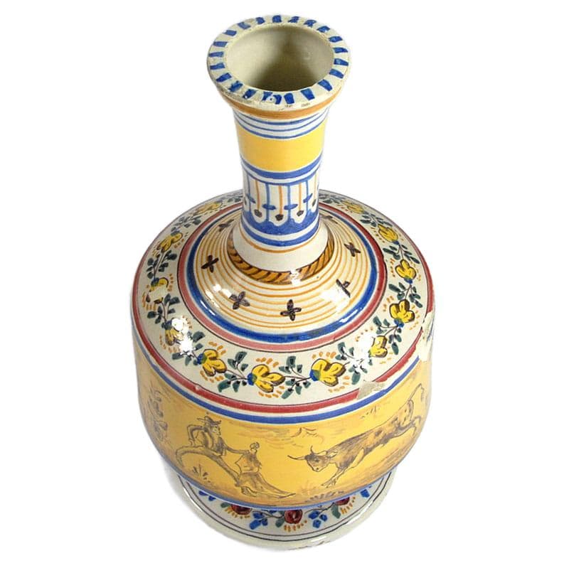 Żółty wazon z majoliki, Alcora, Hiszpania, lata 1850-1899 - 5664