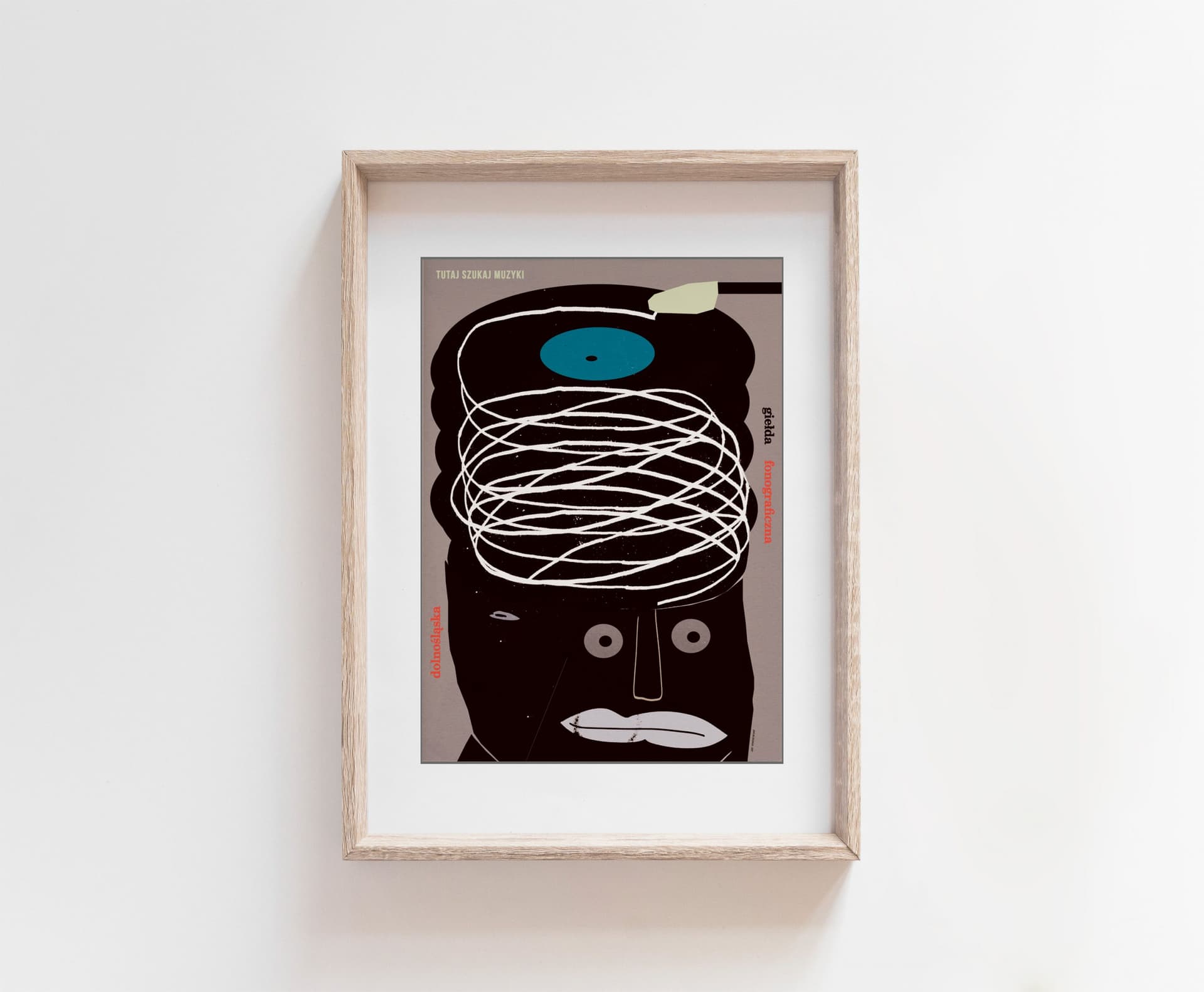 Plakat Tutaj słuchaj muzyki, Dolnośląska Giełda Fonograficzna, 50x70 cm, aut. J. Zasada, Jakub Zasada - 67658