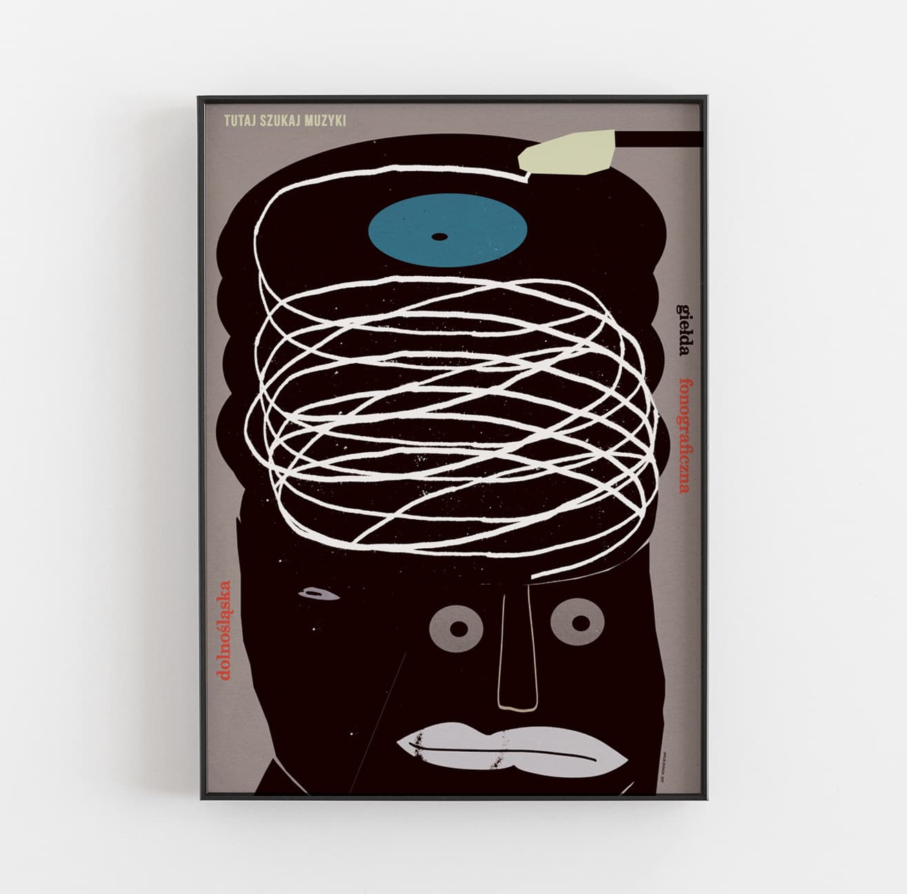 Plakat Tutaj słuchaj muzyki, Dolnośląska Giełda Fonograficzna, 50x70 cm, aut. J. Zasada, Jakub Zasada - 67657