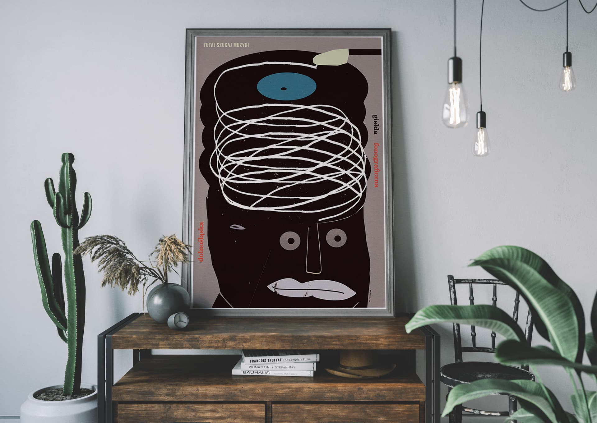 Plakat Tutaj słuchaj muzyki, Dolnośląska Giełda Fonograficzna, 50x70 cm, aut. J. Zasada, Jakub Zasada - 67659