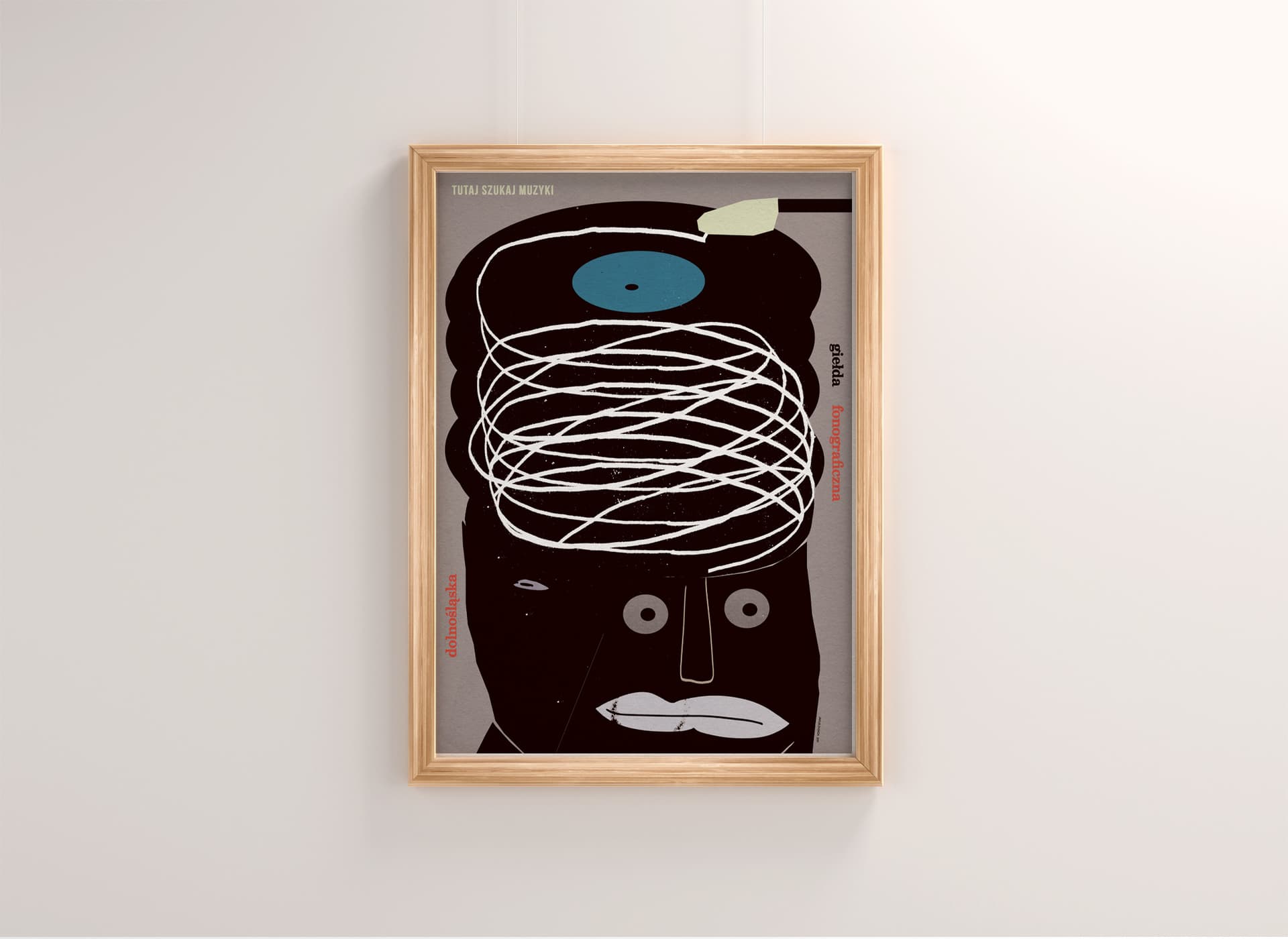 Plakat Tutaj słuchaj muzyki, Dolnośląska Giełda Fonograficzna, 50x70 cm, aut. J. Zasada, Jakub Zasada - 67656