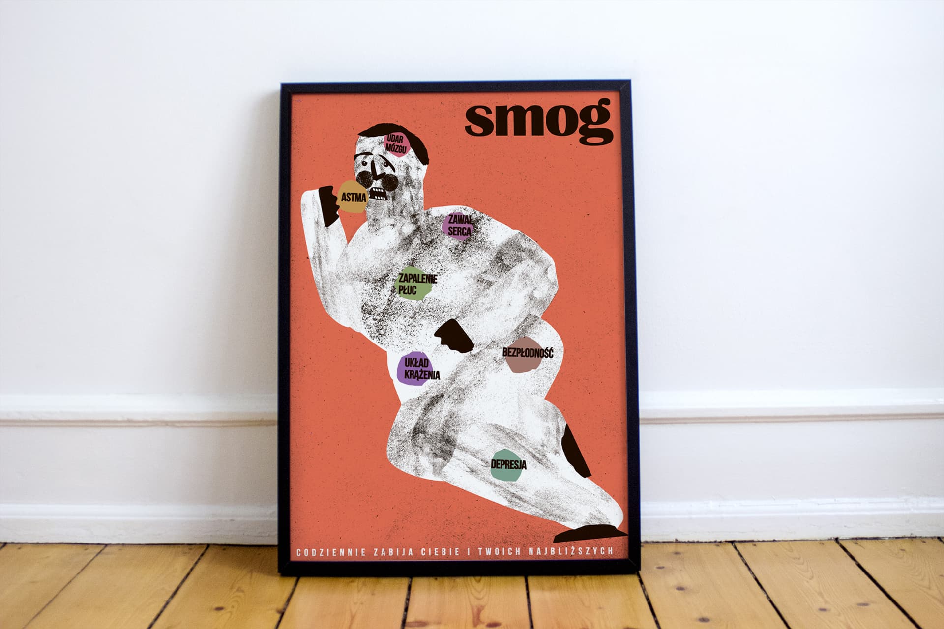 Plakat Smog. Codziennie zabija ciebie i twoich najbliższych, 50x70 cm, aut. J. Zasada, Jakub Zasada - 67989