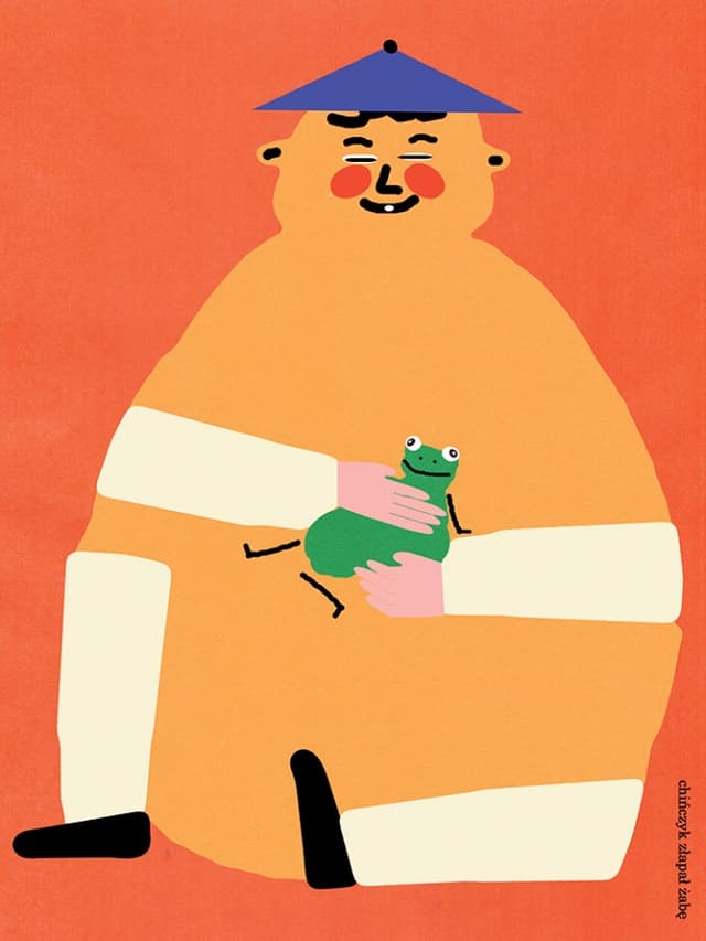 Plakat Chińczyk złapał żabę, 30x40 cm, aut. J. Zasada, Jakub Zasada - WYMIARY