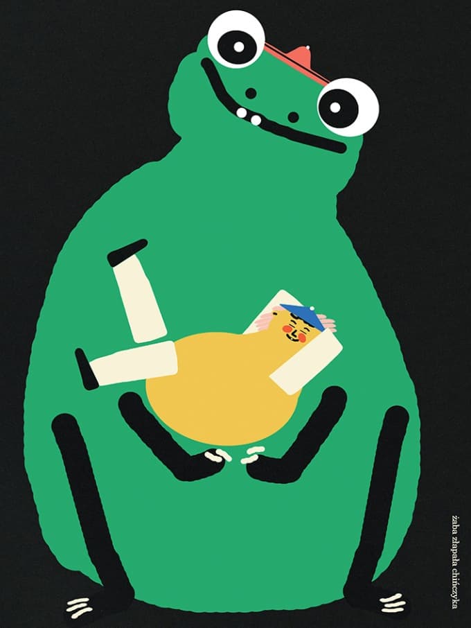 Plakat Żaba złapała Chińczyka, 30x40 cm, aut. J. Zasada, Jakub Zasada