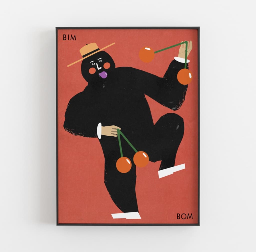 Plakat BIM BOM, tańczący człowiek grający na tiki tiki, 50x70 cm, aut. J. Zasada, Jakub Zasada - 67946
