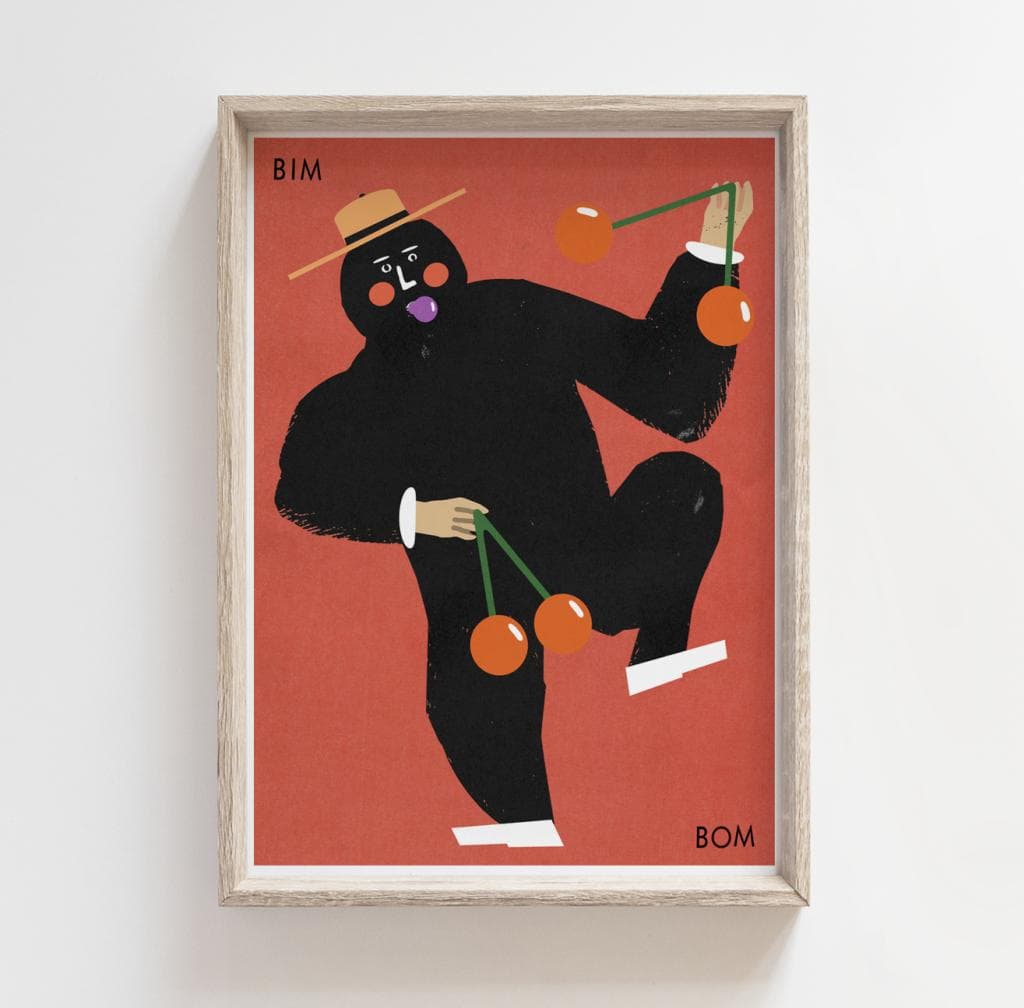 Plakat BIM BOM, tańczący człowiek grający na tiki tiki, 50x70 cm, aut. J. Zasada, Jakub Zasada - 67945