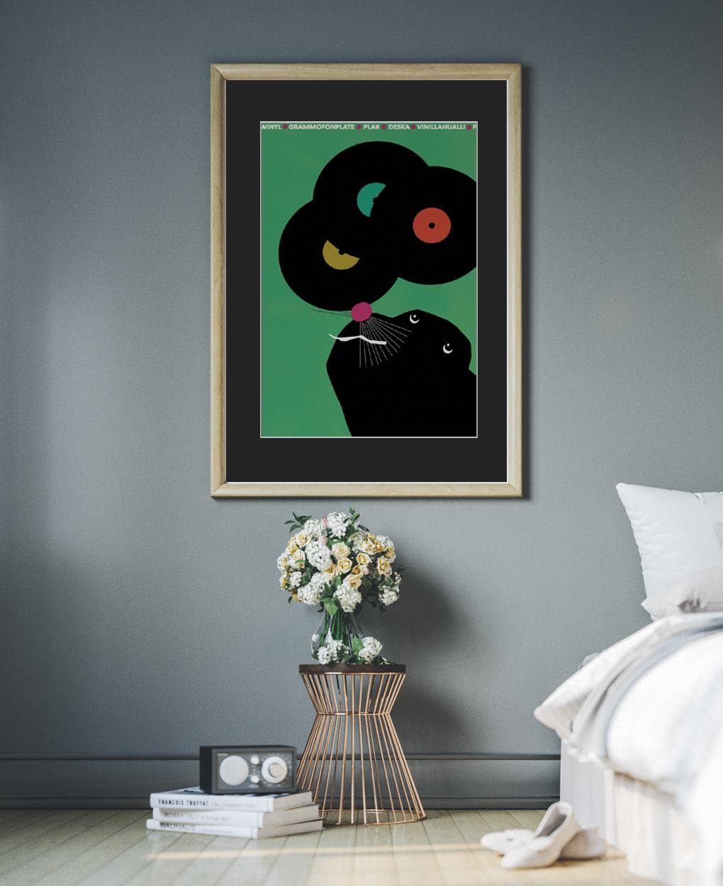 Plakat Foka z płytami winylowymi na nosie, 30x40 cm, aut. J. Zasada, Jakub Zasada - 67942