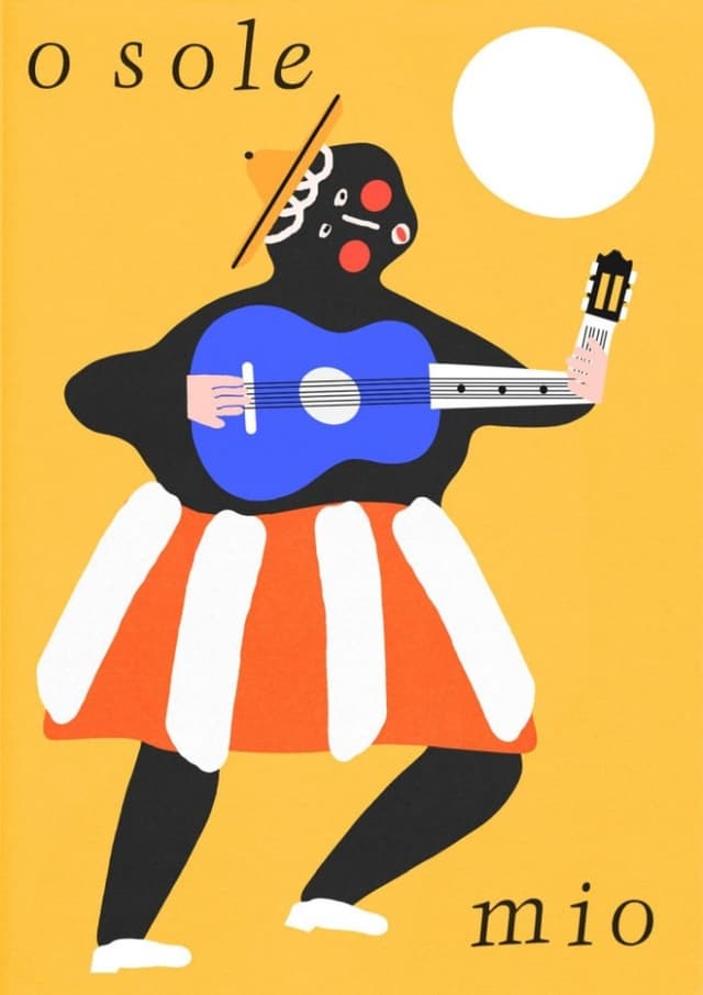 Plakat O sole mio! Słońce ty moje! Kobieta z gitarą, 30x40 cm, aut. J. Zasada, Jakub Zasada - WYMIARY