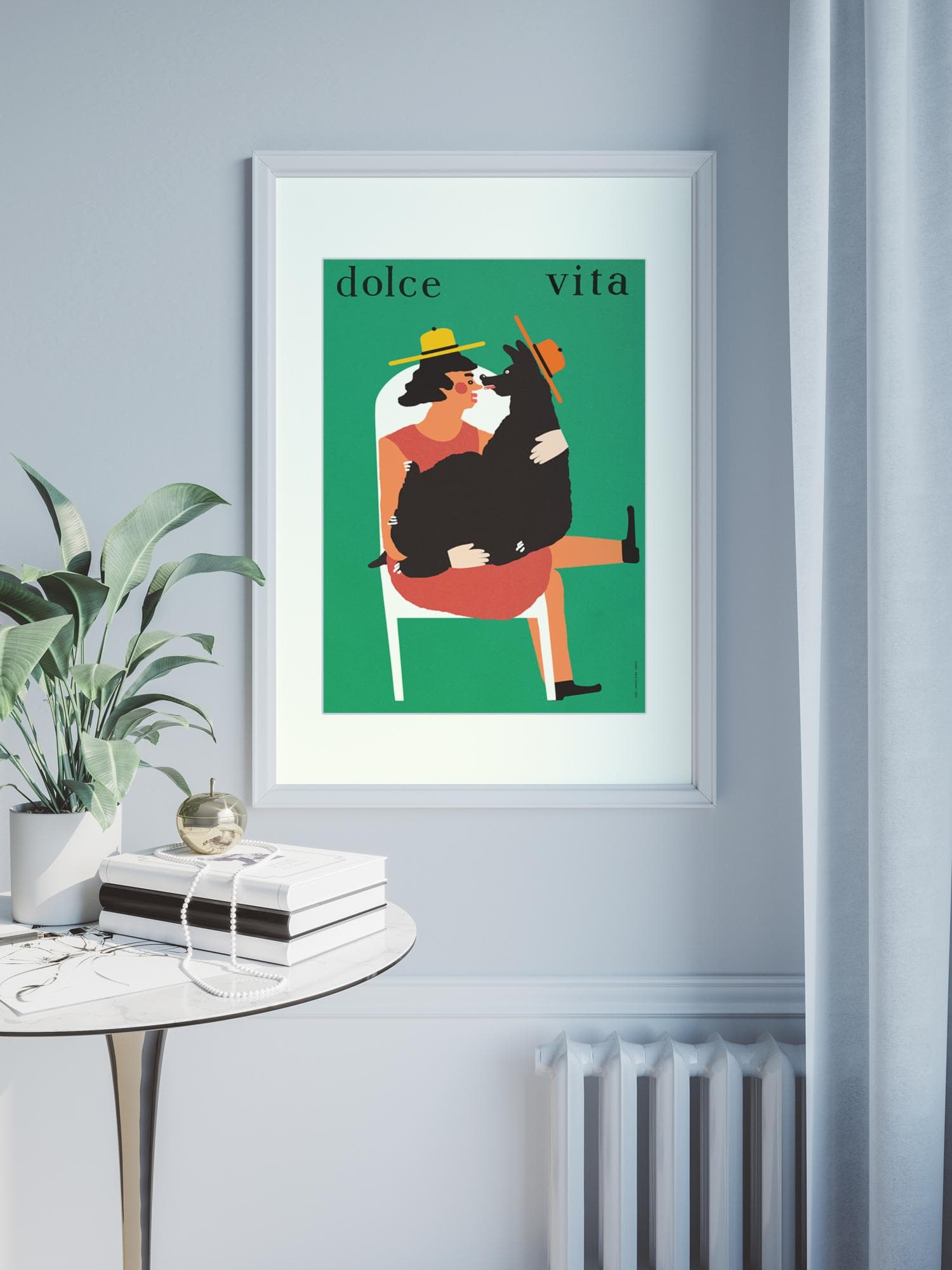 Plakat Dolce vita, dama z pieskiem na fotelu, 30x40cm, aut. J. Zasada, Jakub Zasada - 68124