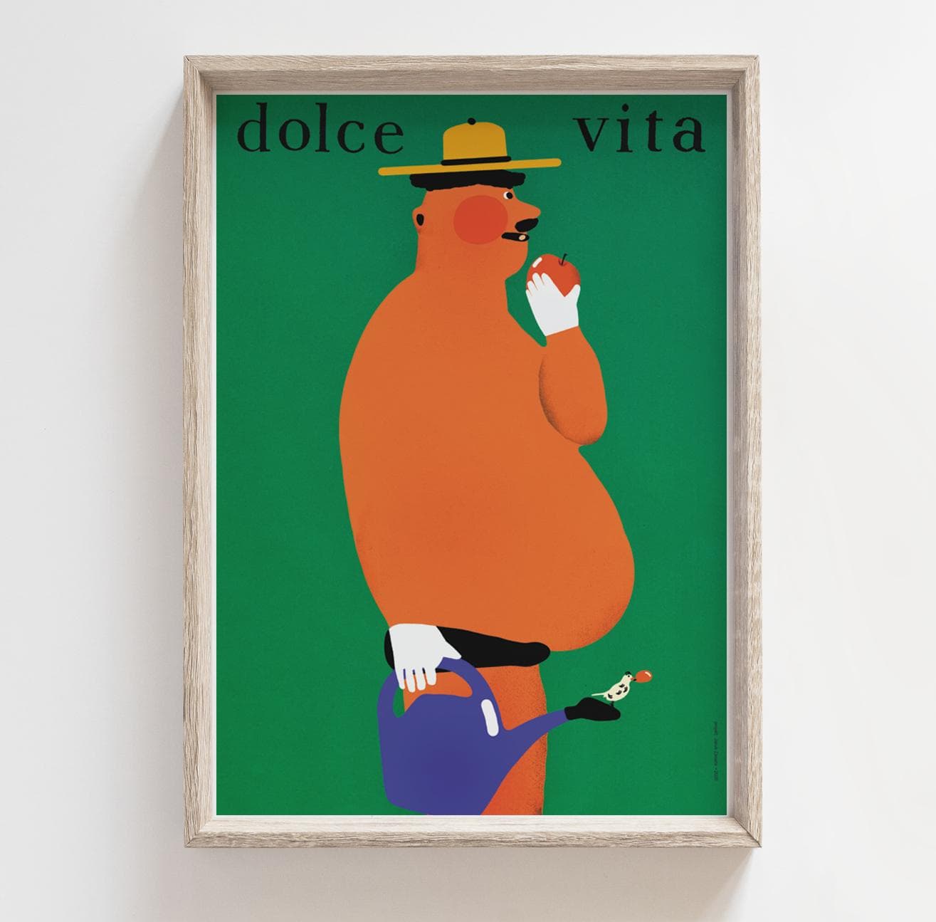 Plakat Dolce vita, opalony działkowiec z konewką, 30x40 cm, aut. J. Zasada, Jakub Zasada - 68115