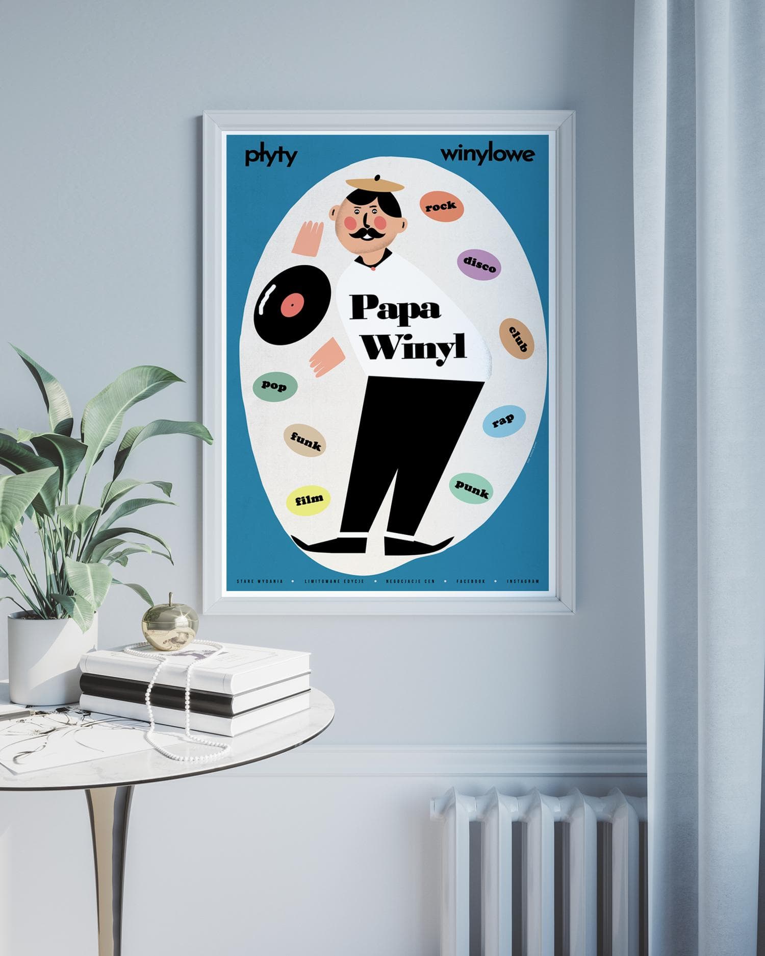 Plakat Papa Winyl, sklep z płytami, 50x70 cm, aut. J. Zasada, Jakub Zasada - 68095