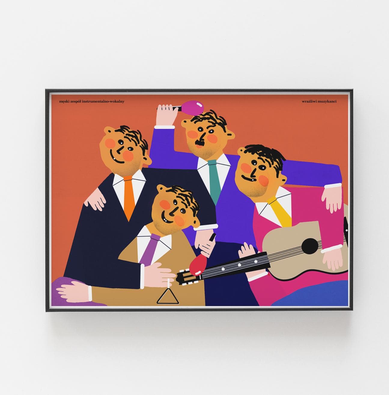 Plakat Wrażliwi muzykanci, męski zespół instrumentalno-wokalny, 50x70 cm, aut. J. Zasada, Jakub Zasada - 68069